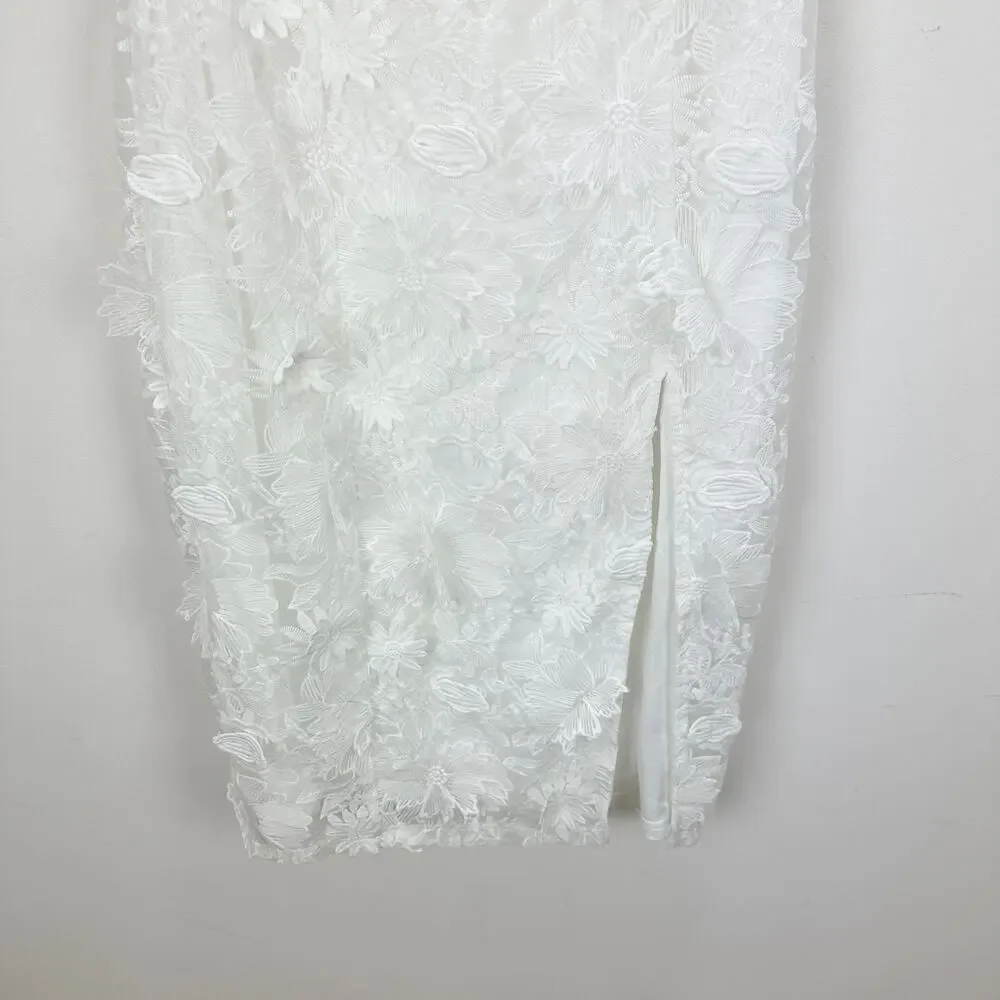Lulu's White Strapless Midi Dress with Floral Appliqué - Picture 11 of 11
